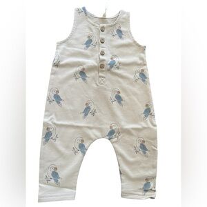 NWTS Rylee + Cru Parrot jumpsuit, buttons, size 12-18 months, French terry